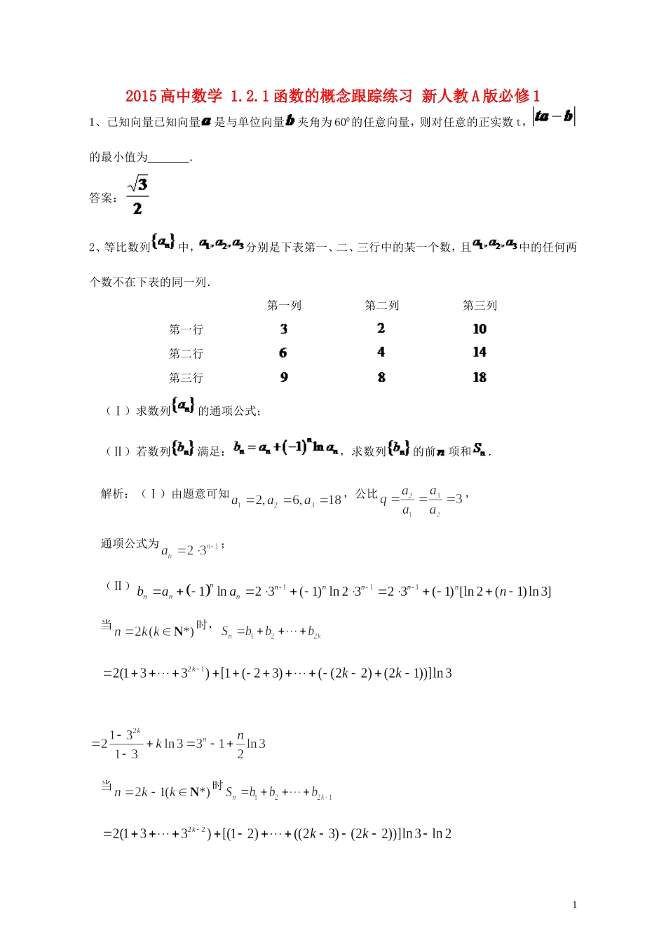 2015高中数学1.2.1函数的概念跟踪练习无答案新人教A版必修1_第1页