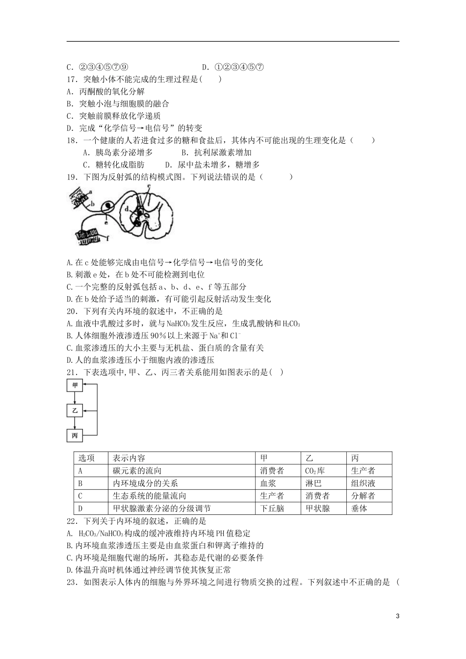湖北省枣阳市白水高级中学2015_2016学年高二生物上学期第一次月考试题_第3页