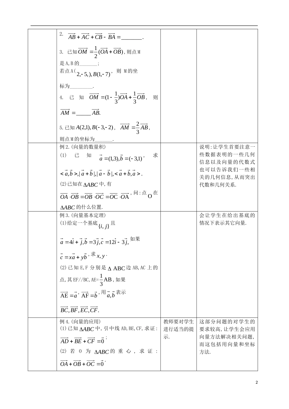 湖北省宜昌第一中学高中数学平面向量复习课教案_第2页