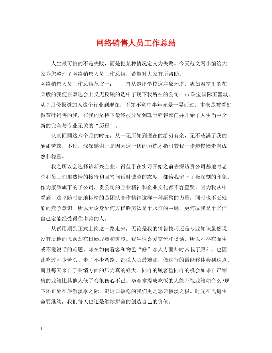 网络销售人员工作总结_第1页