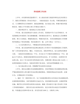 劳动监察工作总结