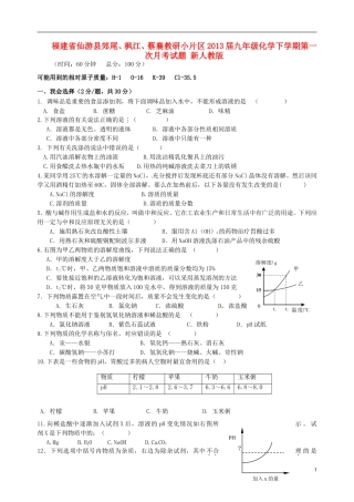 福建省仙游县郊尾、枫江、蔡襄教研小片区2013届九年级化学下学期第一次月考试题 新人教版
