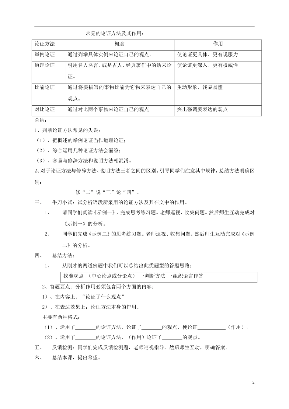 九年级语文下册论证方法及其作用教学设计新人教版_第2页