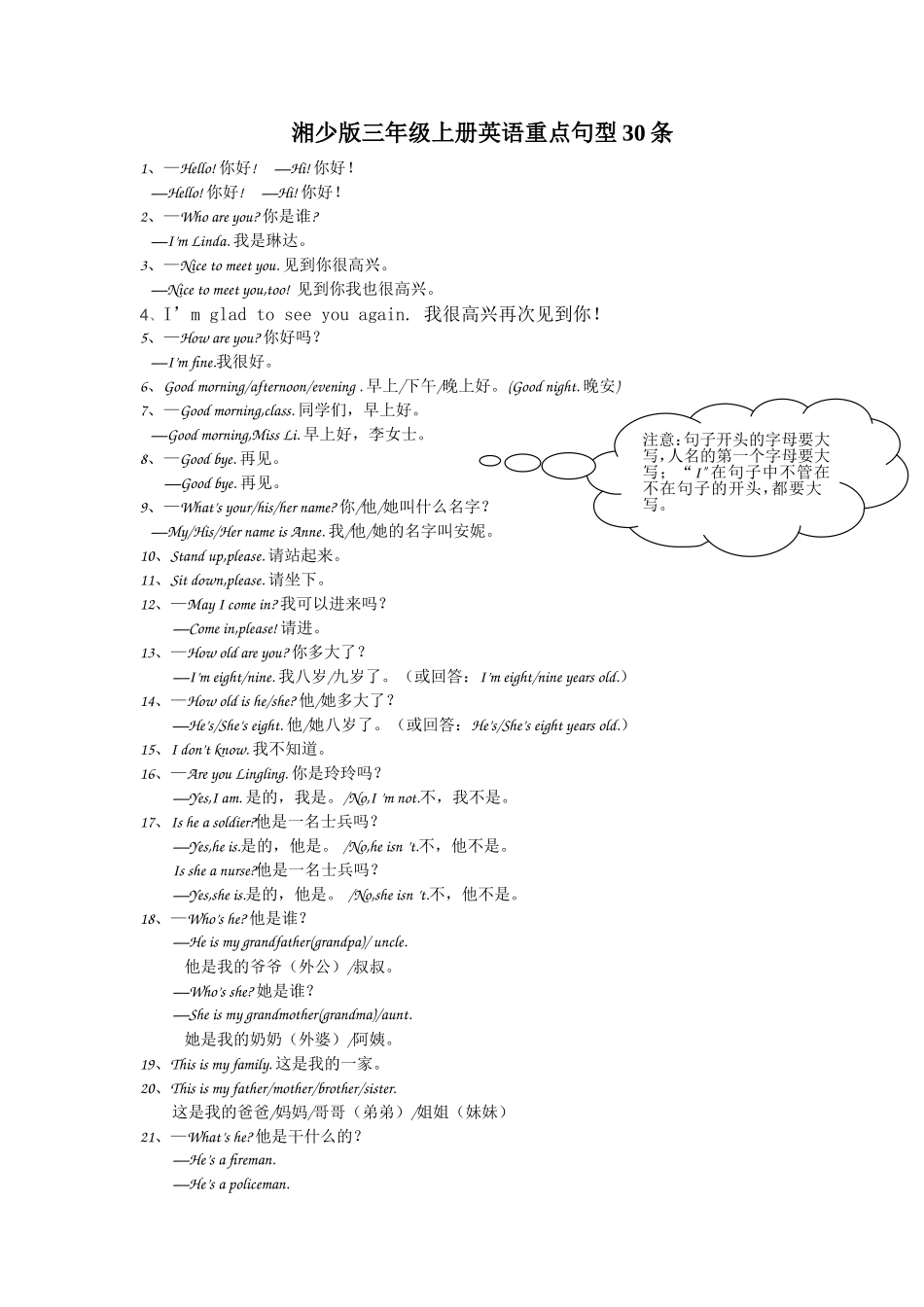 湘少版三年级上册英语重点句型_第1页