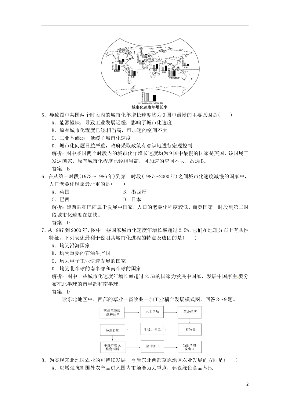 2013年高考地理总复习 区域经济发展章末检测（含解析）新人教版必修3_第2页