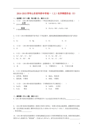 山东省华侨中学2014_2015学年高一化学上学期寒假作业5含解析
