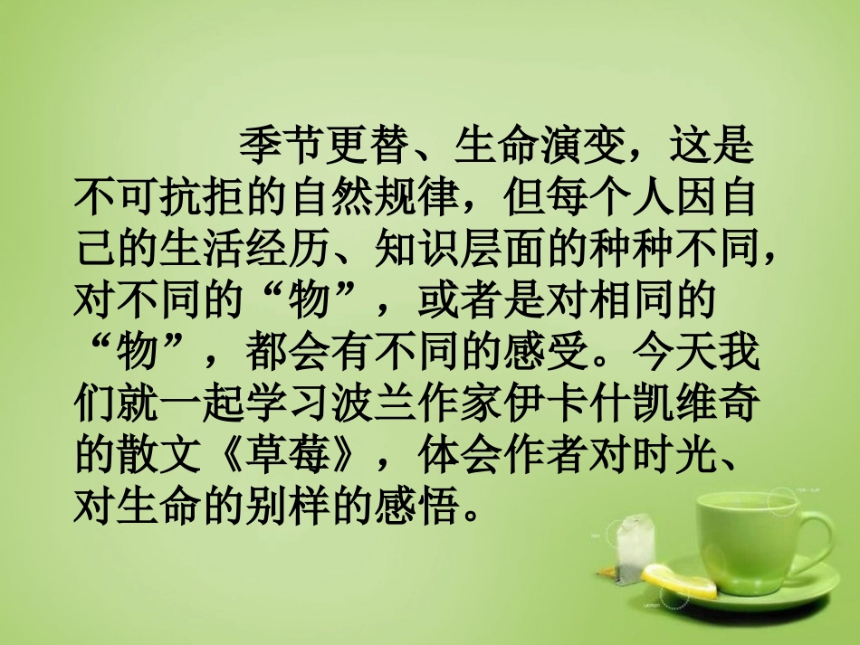 广东省河源市南开实验学校九年级语文上册4草莓课件语文版_第2页