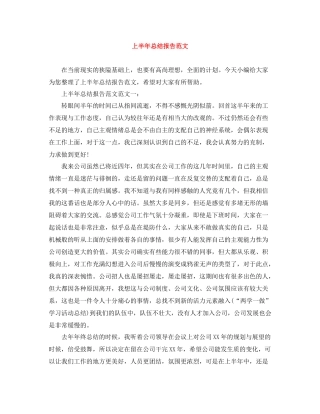 上半年总结报告范文