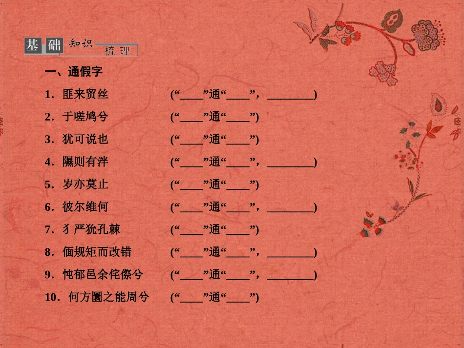 2013高考语文安徽总复习 教材基础梳理 古诗文课件 新人教版必修2_第2页