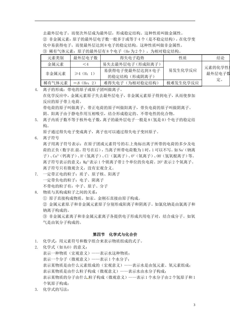 北京市和平北路学校中考化学第四单元物质构成的奥秘复习提纲新人教版_第3页