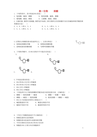 河北省枣强中学2015_2016高一生物核酸作业