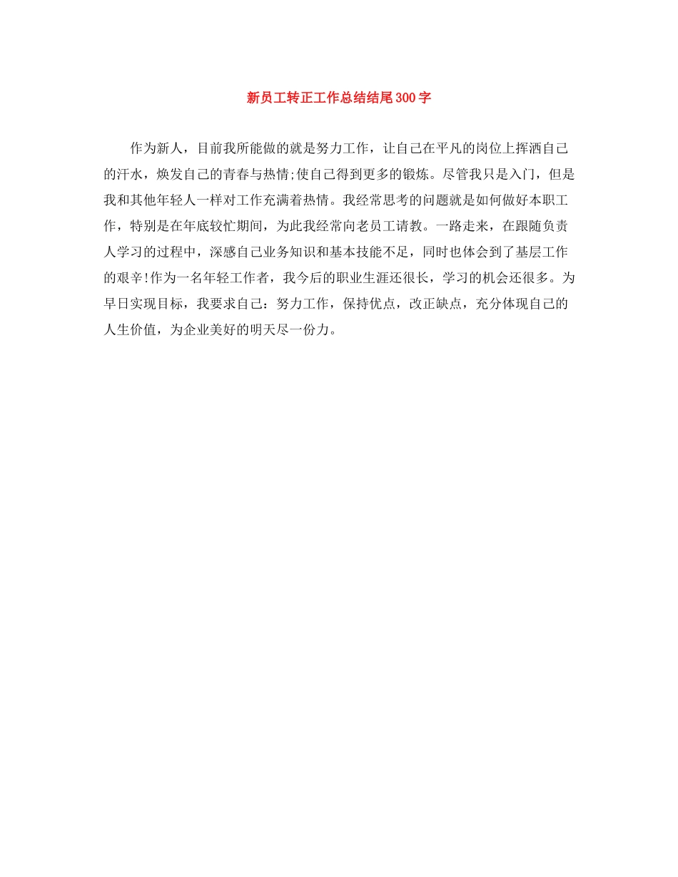 新员工转正工作总结结尾300字_第1页