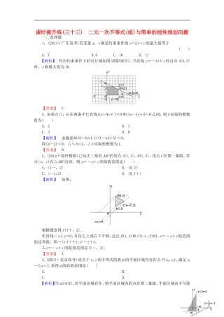 高考总动员2016届高考数学大一轮复习第6章第3节二元一次不等式组与简单的线性规划问题课时提升练文新人教版