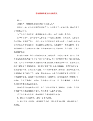 咨询顾问年度工作总结范文