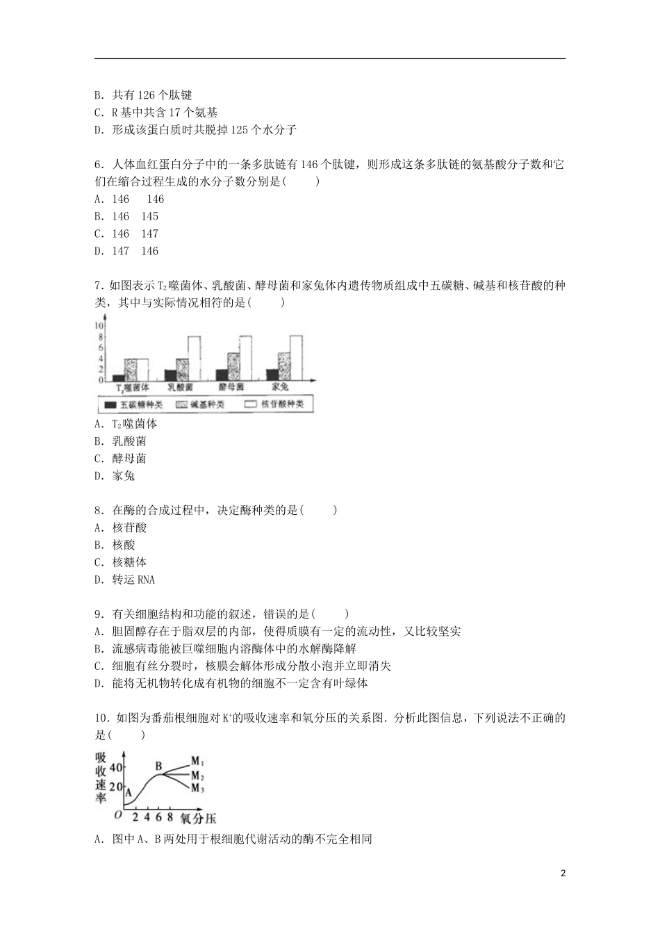 湖南省长沙市天心区长郡中学2016届高三生物上学期第一次月考试卷含解析_第2页