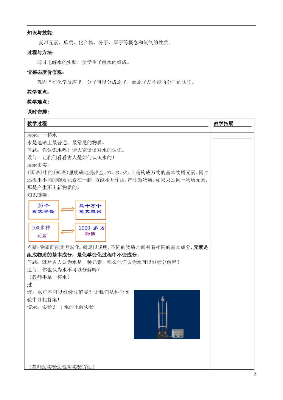 重庆市五十七中九年级化学上册 第三单元《自然界的水》教案 新人教版_第2页