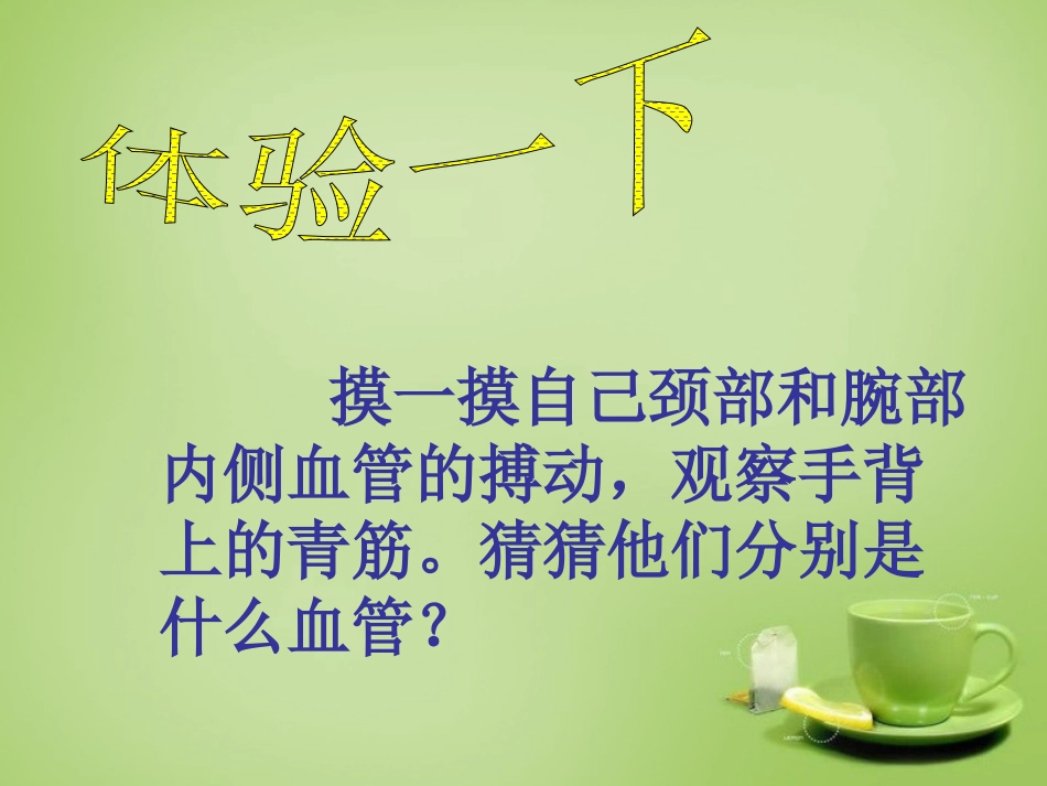 河北省安国市实验中学七年级生物下册第四章第二节血流的管道_血管课件新版新人教版_第1页