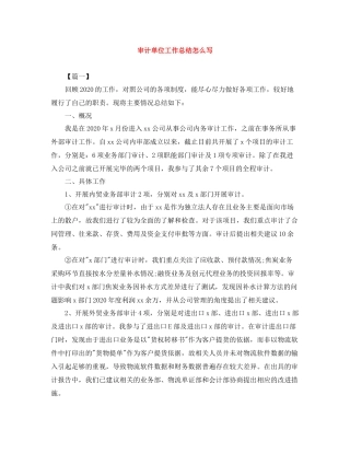 审计单位工作总结怎么写