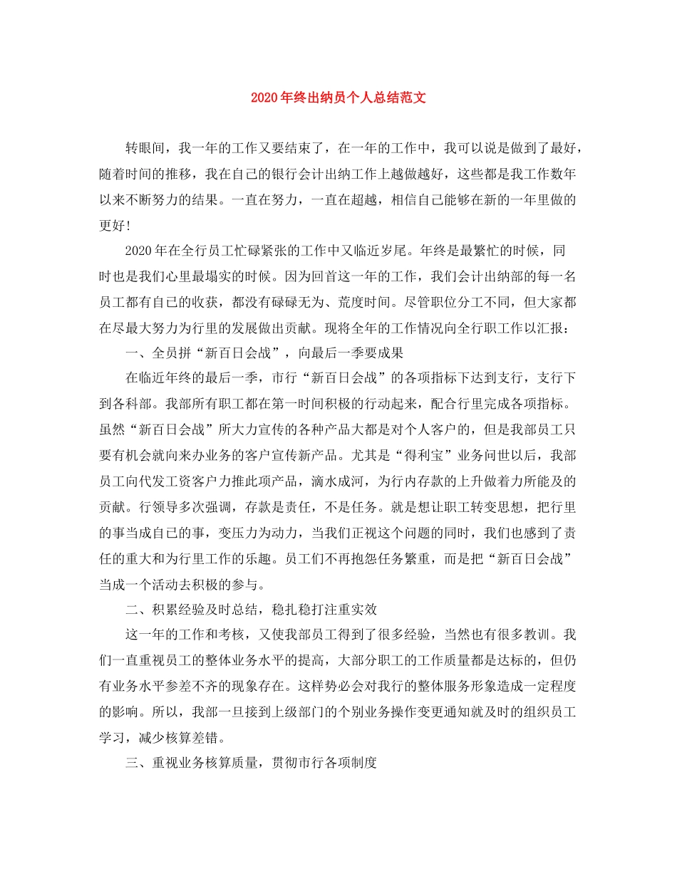 2020年终出纳员个人总结范文_第1页