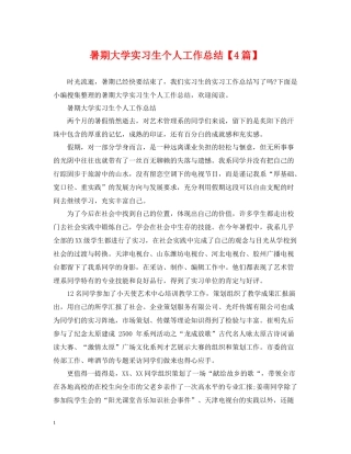 暑期大学实习生个人工作总结【4篇】