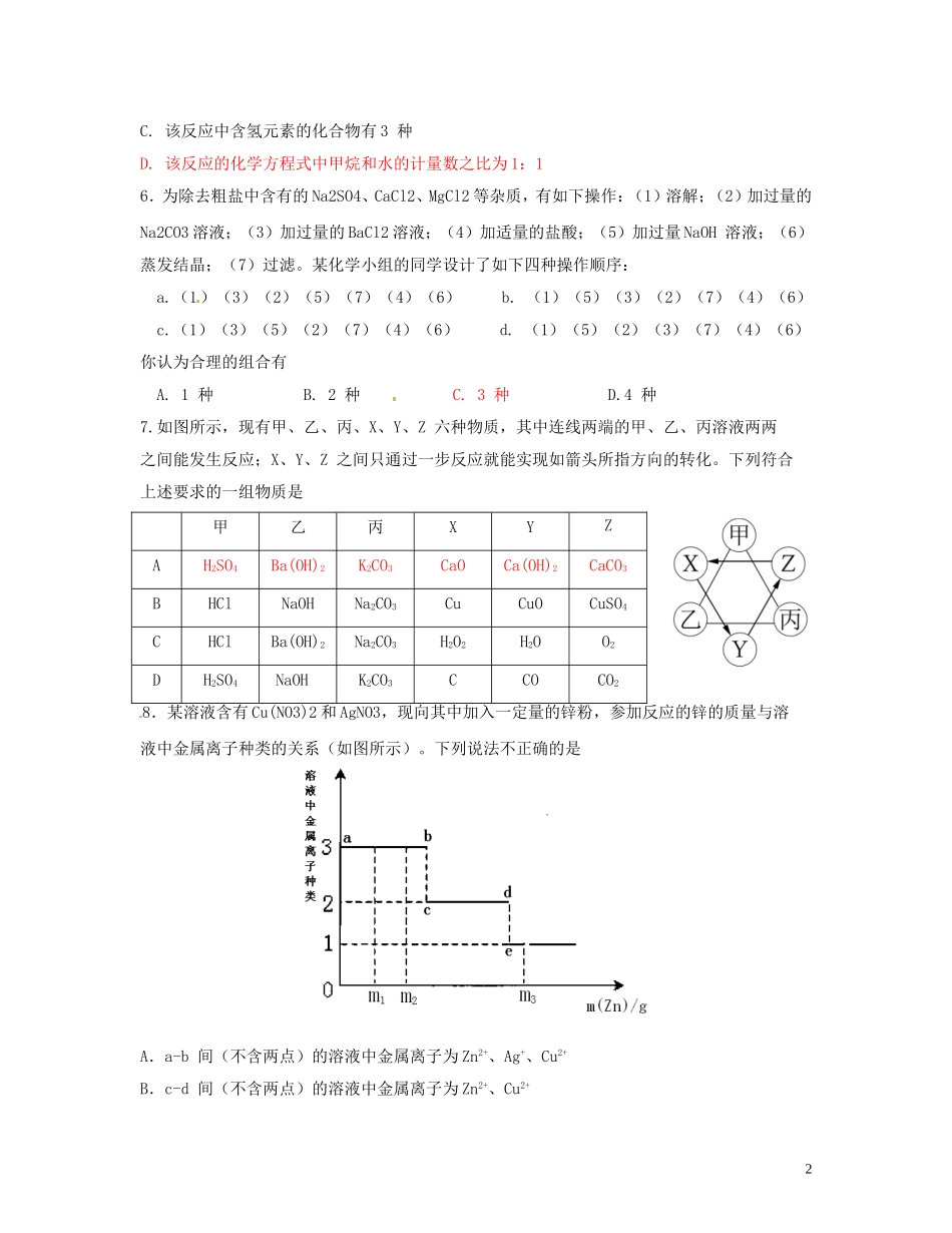 湖北省北大附中武汉为明实验学校中考化学模拟题三_第2页