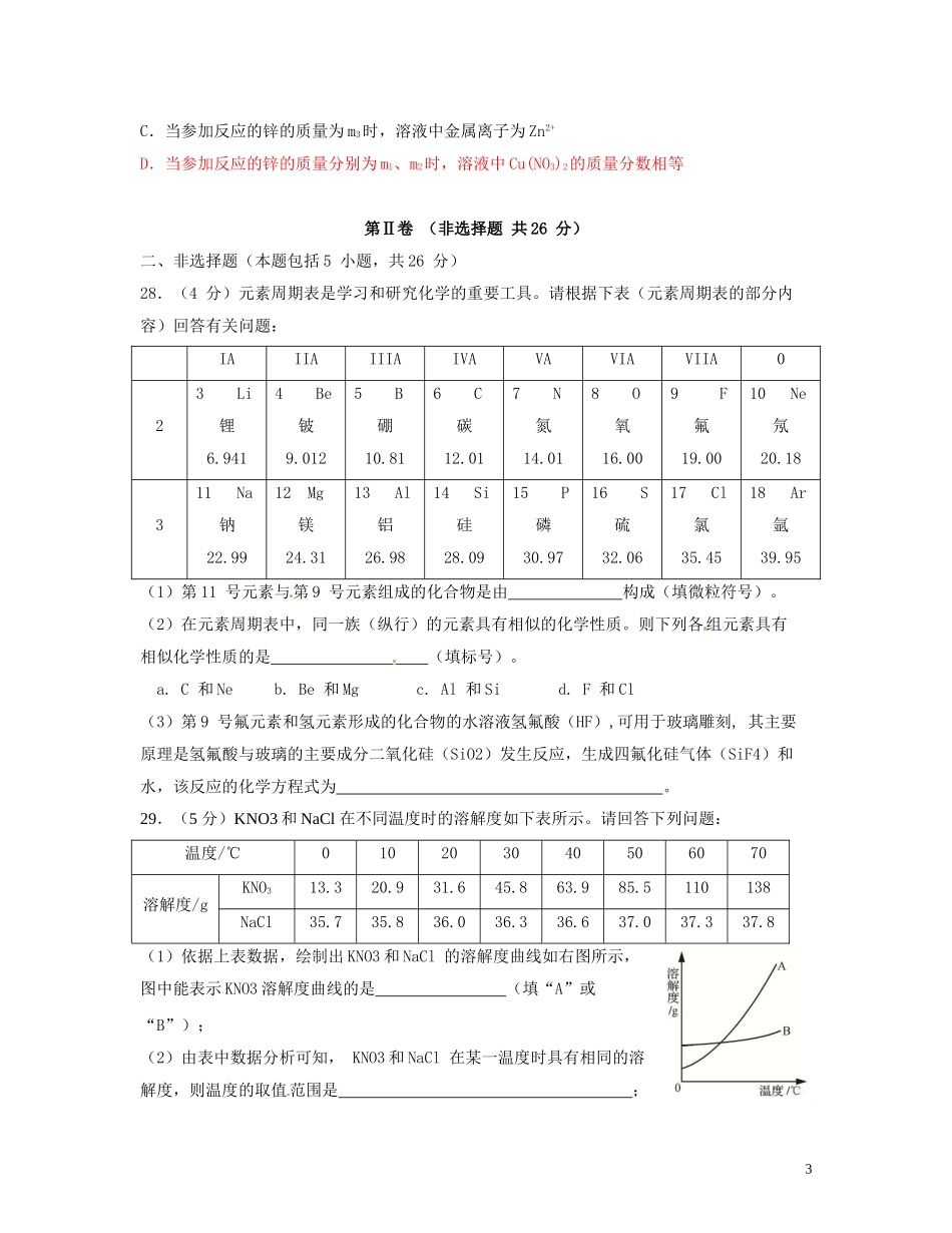 湖北省北大附中武汉为明实验学校中考化学模拟题三_第3页