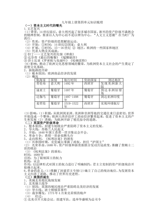 九年级上册第四单元知识梳理