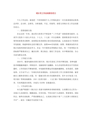 统计员工作总结报告范文