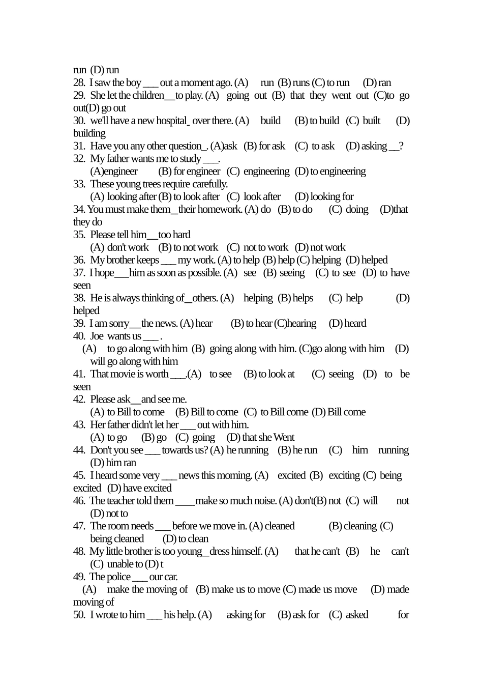 初中英语动词非谓语练习240例_第2页