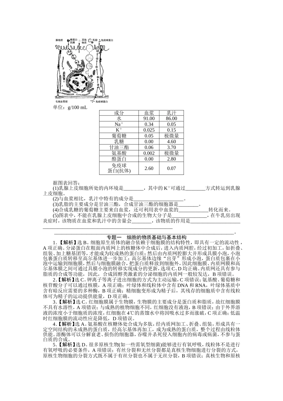 专题一细胞的物质基础与基本结构_第2页