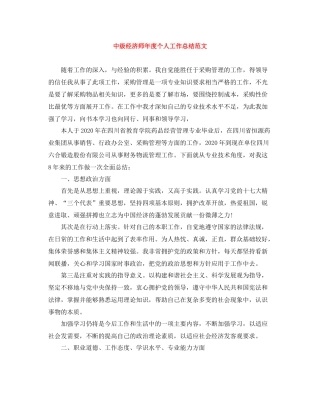 中级经济师年度个人工作总结范文