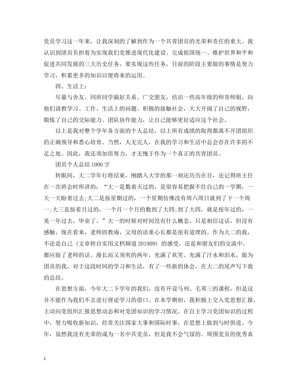 团员个人总结1000字范文_第2页