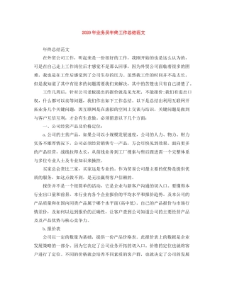 2020年业务员年终工作总结范文