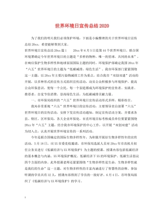 世界环境日宣传总结2