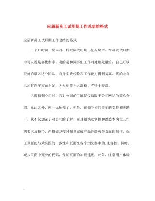 应届新员工试用期工作总结的格式