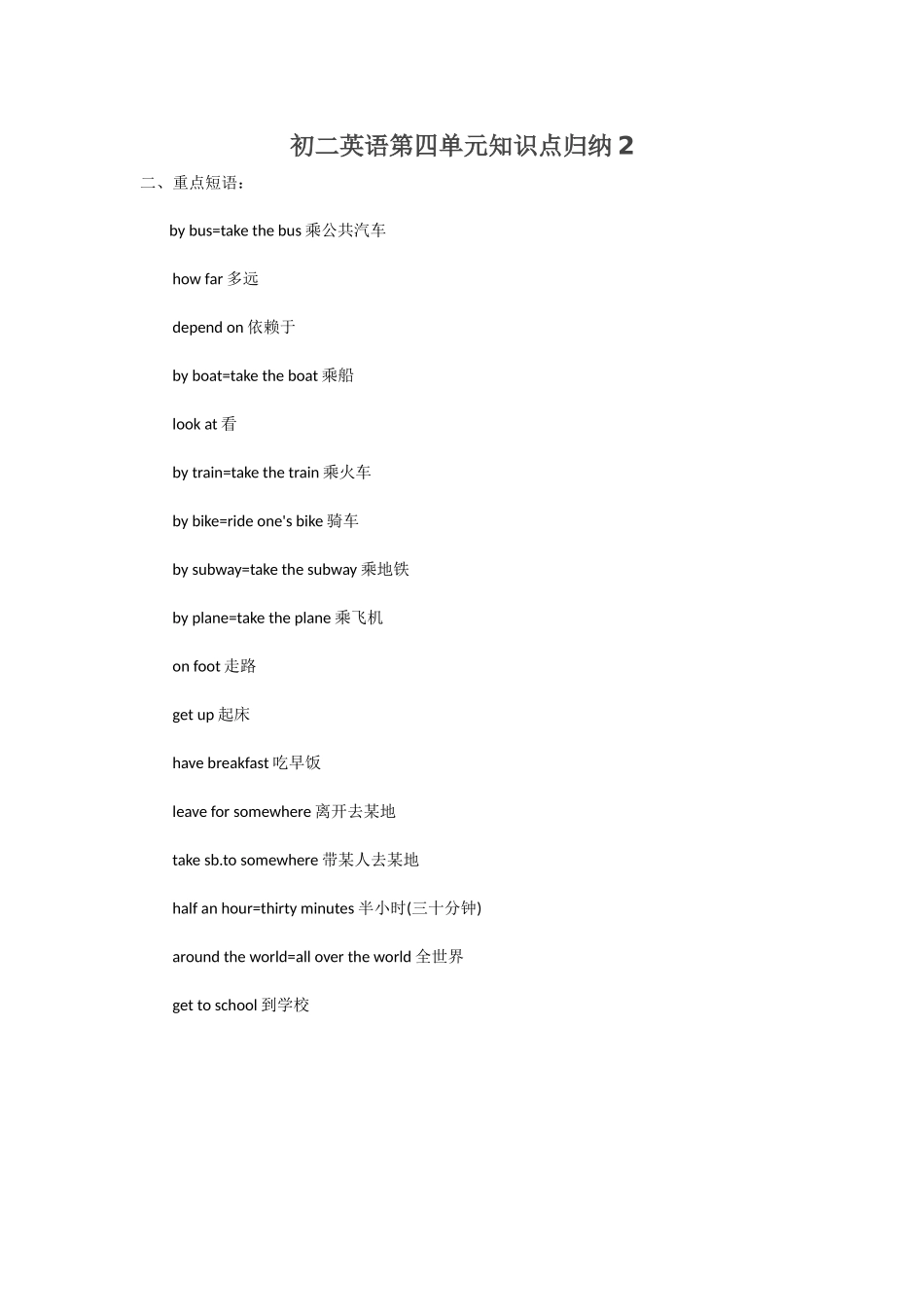 初二英语第四单元知识点归纳2_第1页