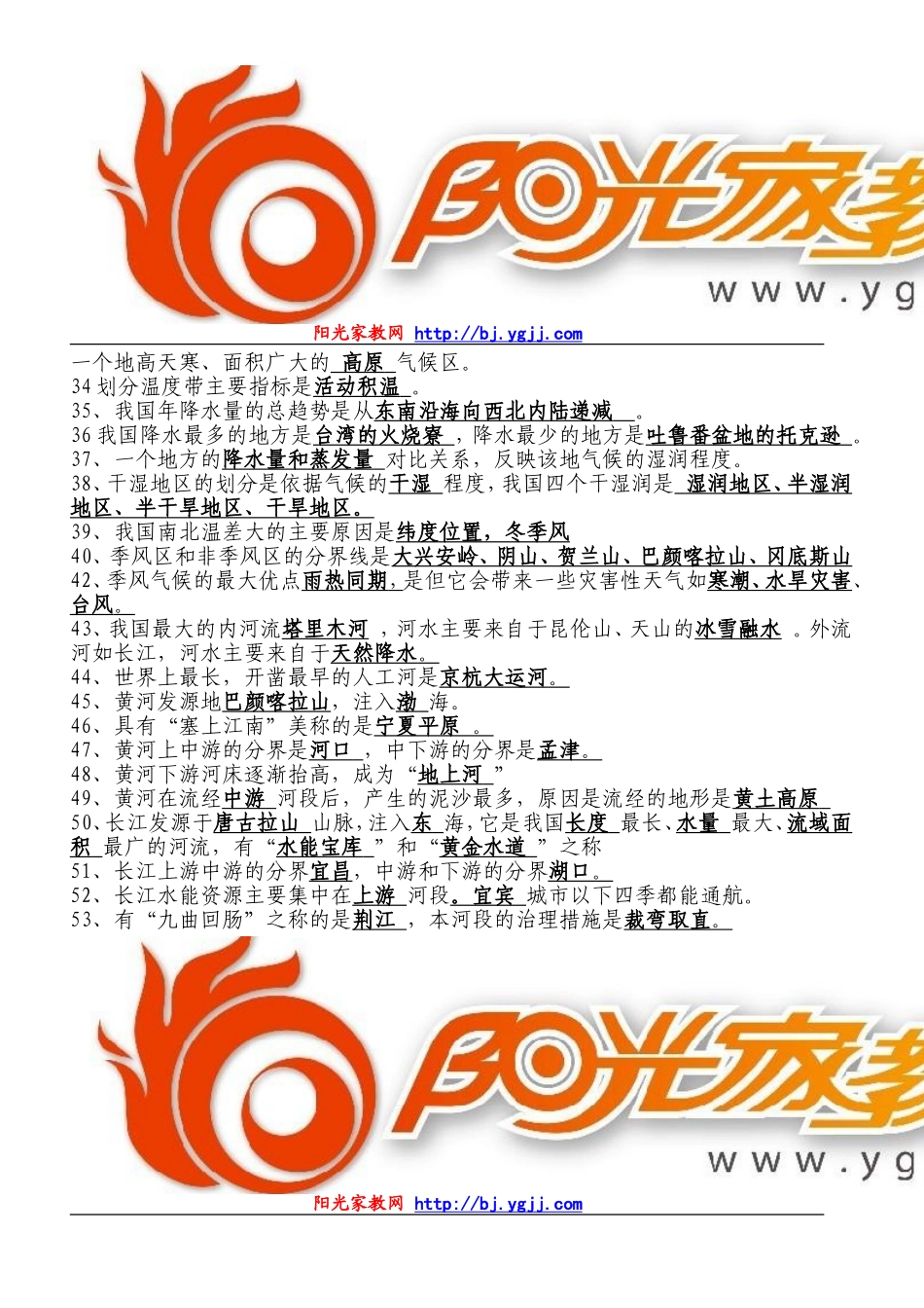 【强烈推荐】八年级地理上册期末复习要点_第3页