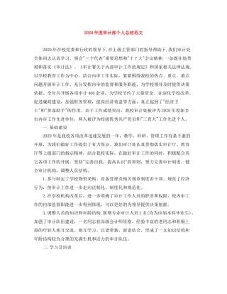 2020年度审计部个人总结范文