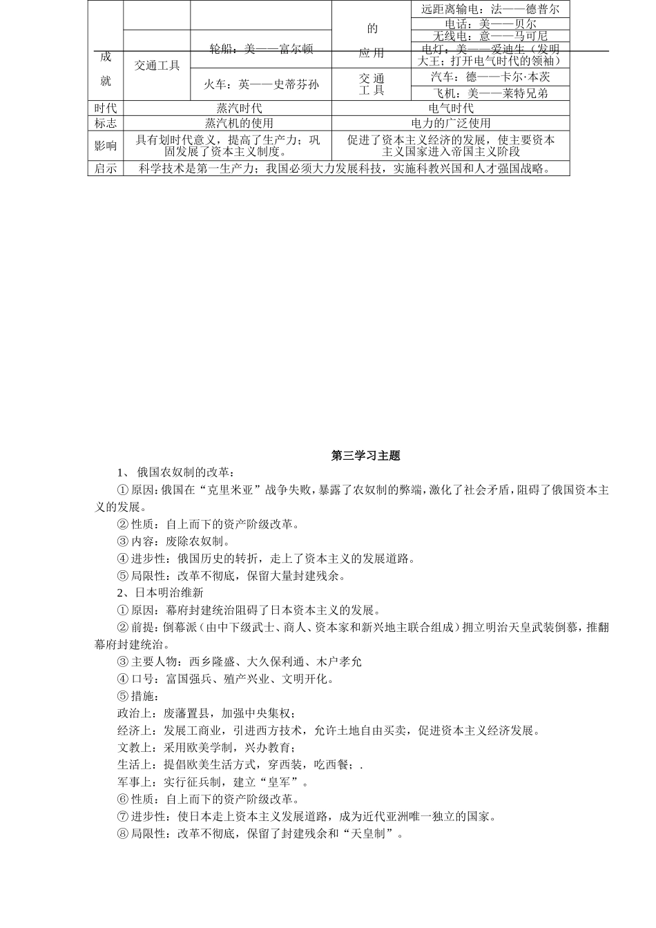 世界历史复习提纲《世界近代史》_第3页