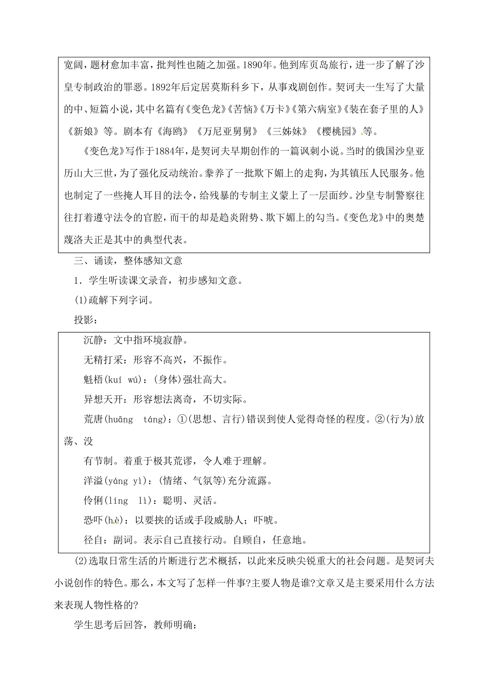 语文：第7课《变色龙》教案（人教新课标九年级下）_第3页