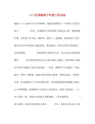 区残联班子年度工作总结