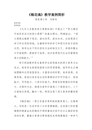 梅花魂案例分析马新来