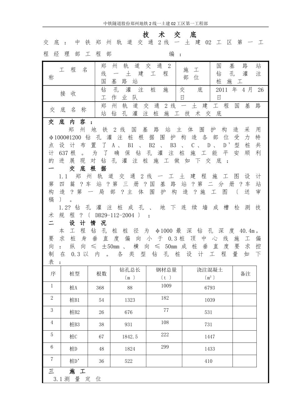 土建工程钻孔灌注桩施工技术交底_第1页