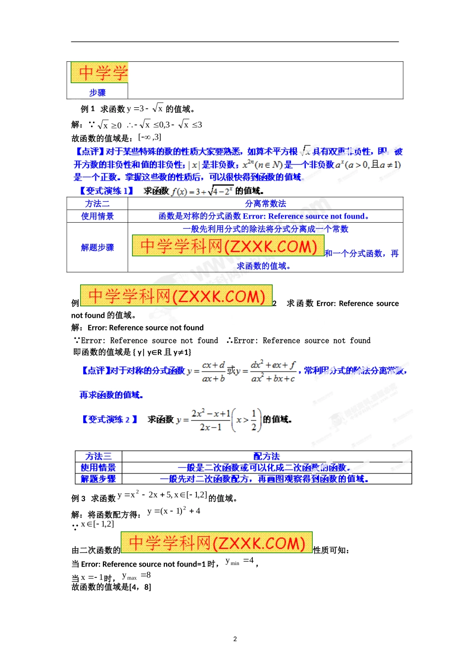 专题03函数值域（最值）的求法（观察法等）_第2页