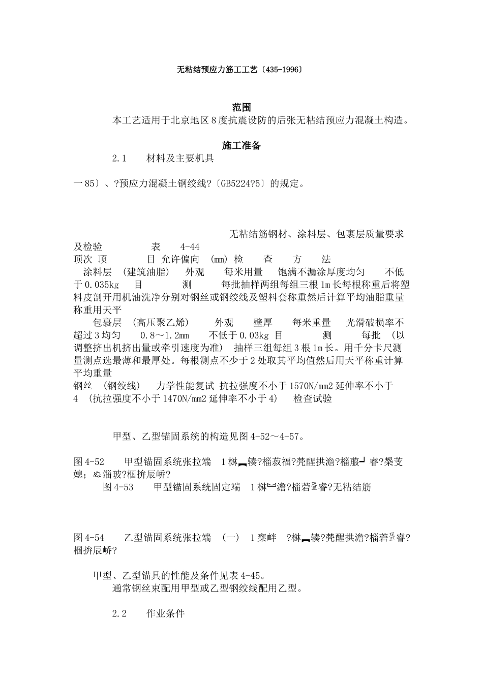 无粘结预应力筋工工艺标准（4-96）_第1页