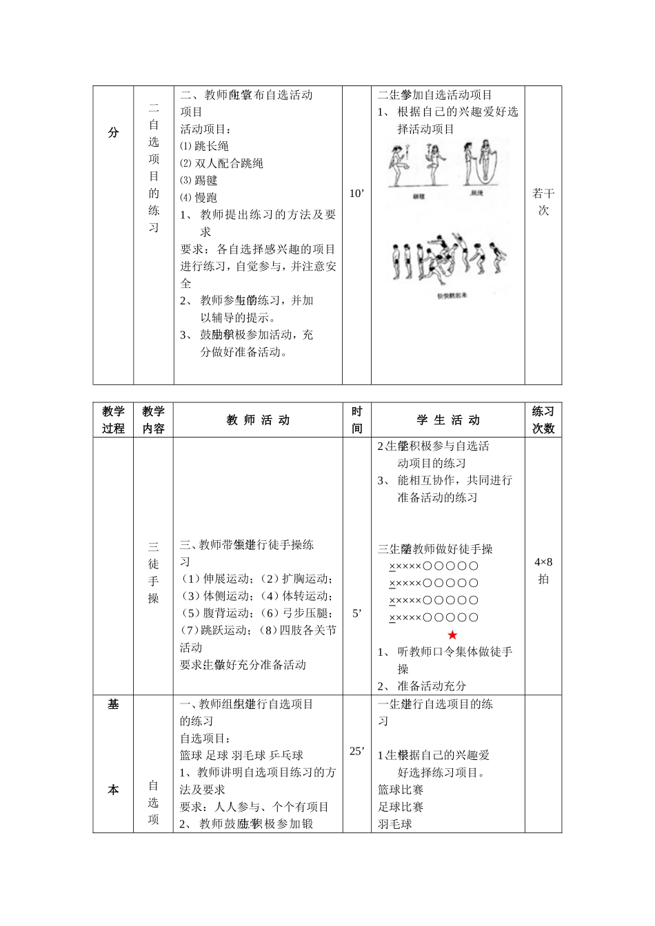 自选活动项目：篮球足球羽毛球乒乓球_第2页