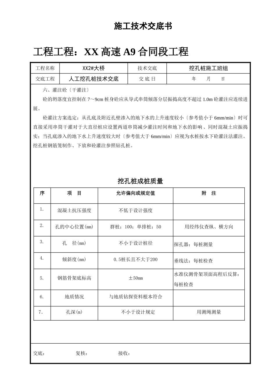 某大桥施工人工挖孔桩技术交底_第2页