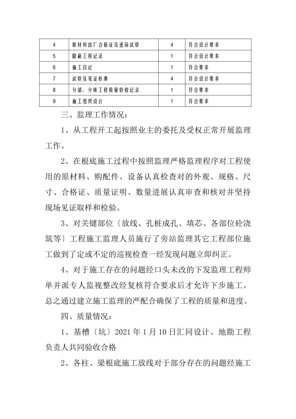 黔水民园工程基础分部工程质量监理评估报告_第3页
