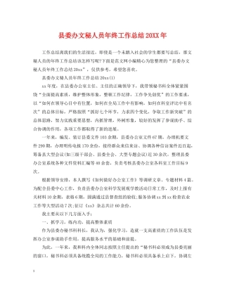 县委办文秘人员年终工作总结