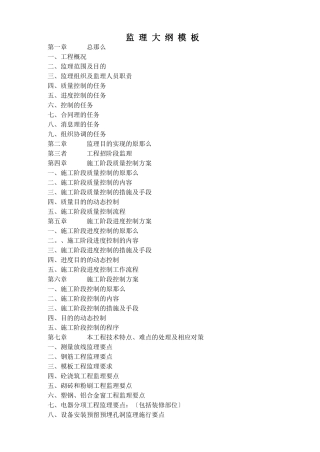 房屋建筑工程监理大纲模板